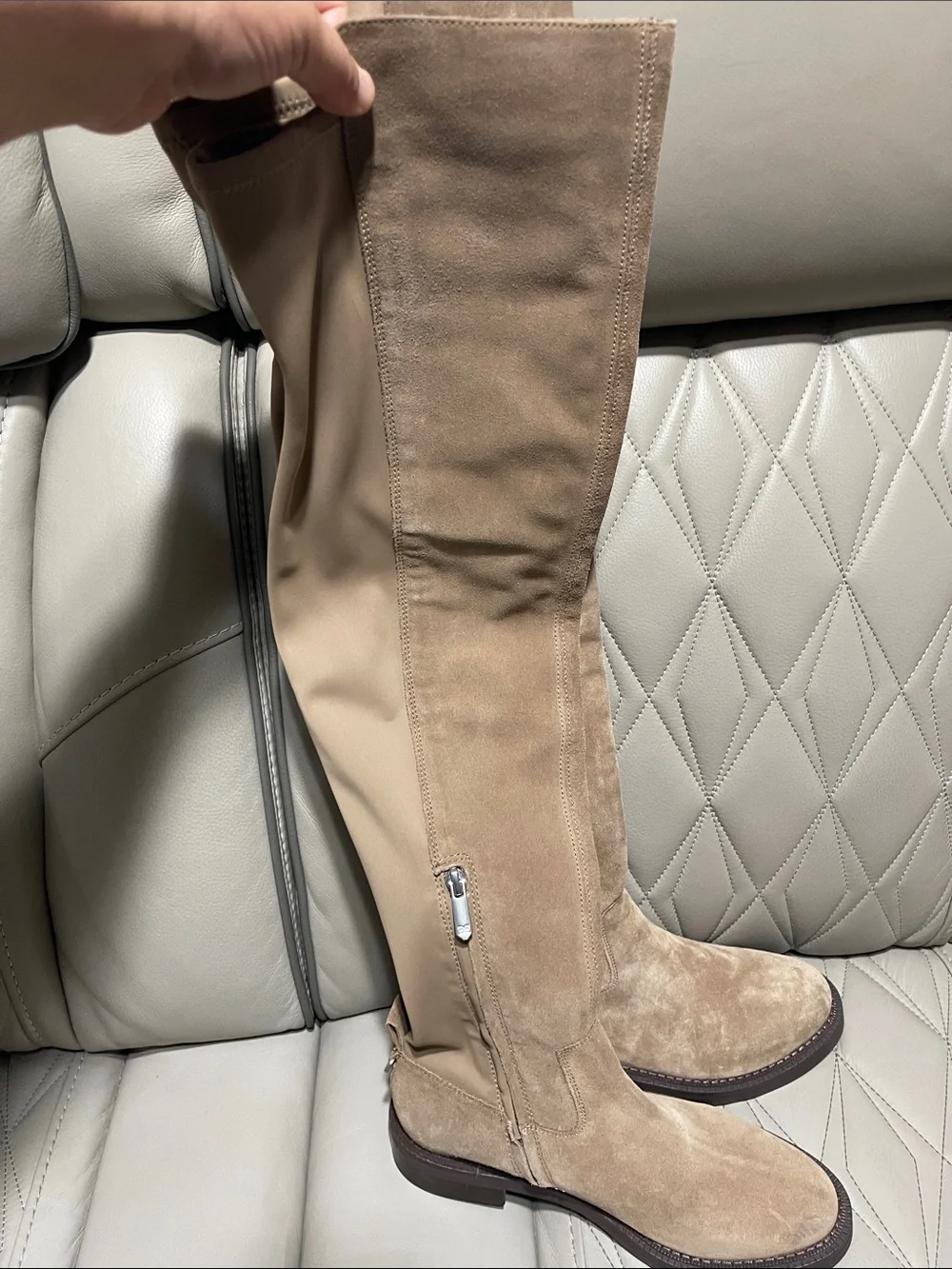 Sam Edelman Over-the-Knee Suede Boots in Taupe